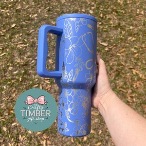 40oz Floral Nurse Tumbler - Engraved Tumbler With Handle - Simple Modern Trek Tumbler - Simple Modern Nurse Tumbler - Stanley Dupe Tumbler image 2