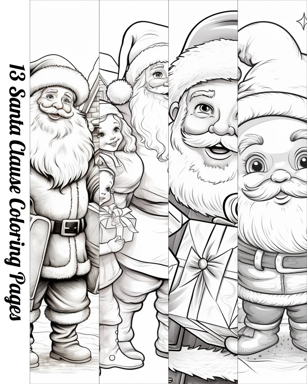 Santa Clause Colouring Pages - Etsy
