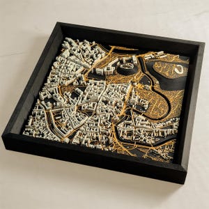 3D-geprinte kaart van Vilnius - Unieke muurkunst - 3D-stad