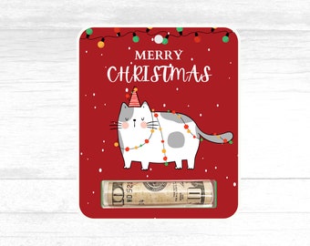 Christmas Cat Money Card Holder, Teacher Gift, Ornament