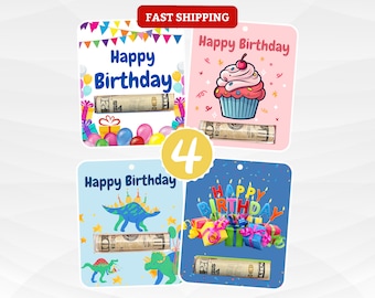 Kids Birthday Money Card Holder: Fun Cash Gift (4 Designs)