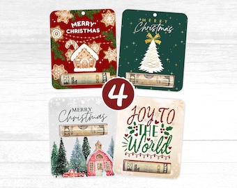 Christmas Money Card, Set of 4,  Christmas Money Holder, Cash Gift Card, Money Gift Holder, Christmas Gift, Ornament