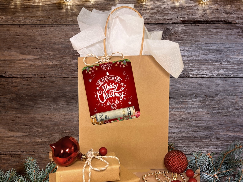 Christmas Money Card Holder, Holiday Gift Card, Ornament, Set of 4 image 9