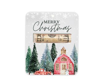 Christmas Money Card Holder, Red Truck Holiday Card, Cash Gift Holder, Stocking Stuffer, Secret Santa Gift, Christmas Gift
