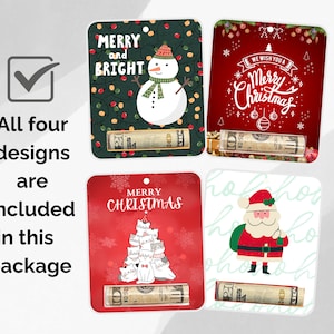 Christmas Money Card Holder, Holiday Gift Card, Ornament, Set of 4 image 2