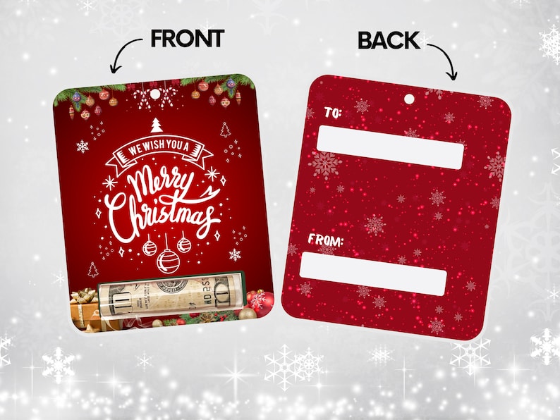 Christmas Money Card Holder, Holiday Gift Card, Ornament, Set of 4 image 4