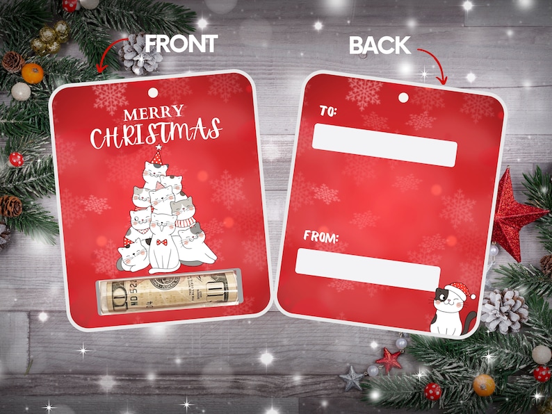 Christmas Money Card Holder, Holiday Gift Card, Ornament, Set of 4 image 7