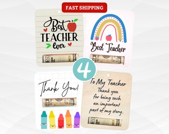 Teacher Appreciation Money Gift – End of Year Teacher Gift, Cash Holder Card Set, Thank You Teacher, Set of 4