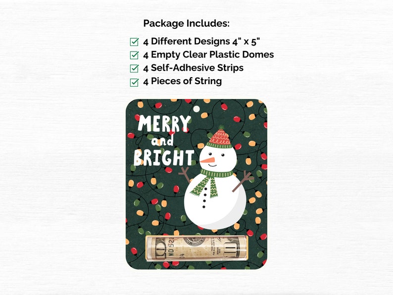 Christmas Money Card Holder, Holiday Gift Card, Ornament, Set of 4 image 3
