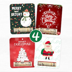 Christmas Money Card Holder, Holiday Gift Card, Ornament, Set of 4 image 1