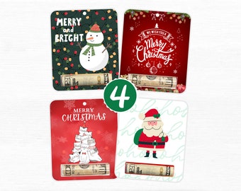 Christmas Money Card Holder, Holiday Gift Card, Ornament, Set of 4