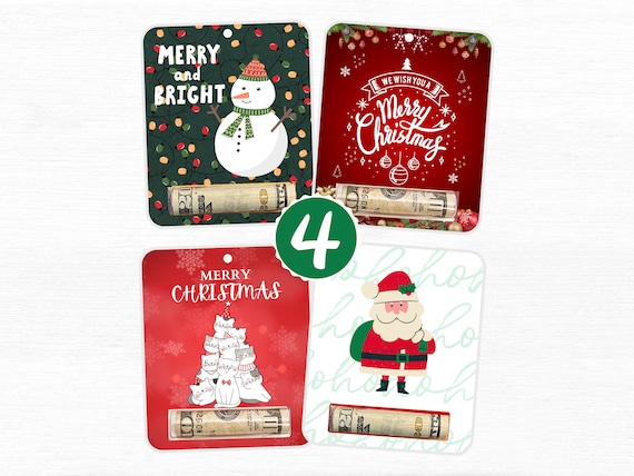 Christmas Money Card Holder, Holiday Gift Card, Ornament, Set of 4