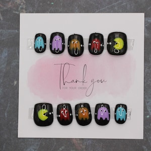 Pac-Man press on nails
