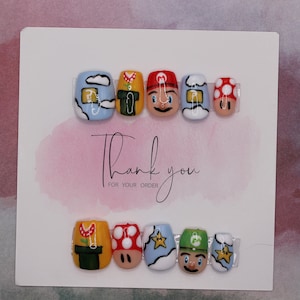 Mario themed press on nails