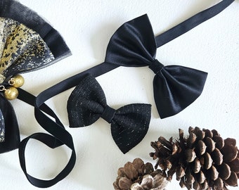 Black satin bow