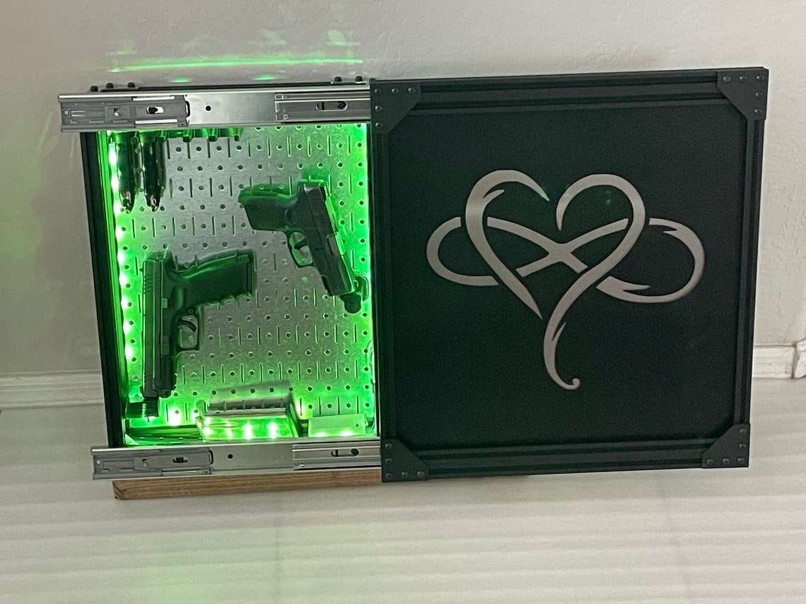 Infinity Firearm Case Small In-wall Hidden Gun Cabinet - Infinity Heart Design - Customizable ...