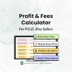 Etsy Profit Calculator Spreadsheet – Google Sheets Etsy Fee Calculator –  Printify Profit Calculator for Sellers