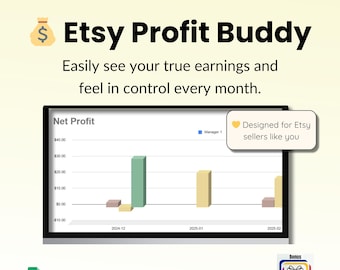 Etsy Profit Calculator and Tracker | Income and Sales Spreadsheet Template | Small Business Bookkeeping Tool