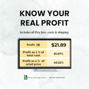 Etsy Profit Calculator Spreadsheet – Google Sheets Etsy Fee Calculator –  Printify Profit Calculator for Sellers