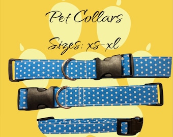 Pet Collar - Blue and White Dot