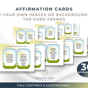 Cartes d'affirmation de soi personnalisables pour femmes : motifs stimulants et édifiants, cartes d'affirmation de soi, citations positives, modèle Canva, mantras quotidiens
