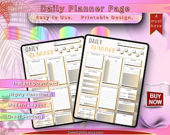 Minimalist Daily Planner Printable: Productivity Tracker (JPG Format)