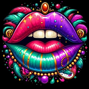 Mardi Gras Lips Digital Download Festival Holiday PNG - Etsy