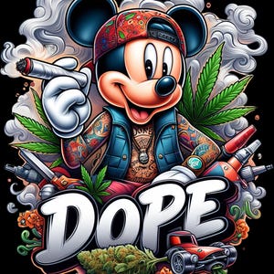 Weed Dope Cool Cartoon Character Digital Download Tattoos l Smoke 420 PNG DTF T-shirt Sublimation Childhood Icons l Tattoos, & Cars Design.