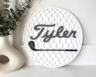 Personalized Golf Ball Name Sign for Golf Theme Room Sports Theme Bedroom Decor Golf Design Name Sign Sports Name Sign, 19th Hole Sign