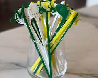 Golf Drink Stirrers, Masters Golf Party Decor, Masters Mixers, Golf Party Accessories, Golf Baby Shower, Golf Birthday, Hole in One Party