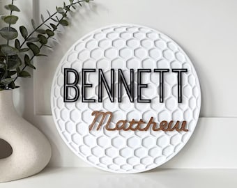 Personalized Golf Ball Name Sign for Golf Theme Room Sports Theme Bedroom Decor Golf Design Name Sign Sports Name Sign, 19th Hole Sign
