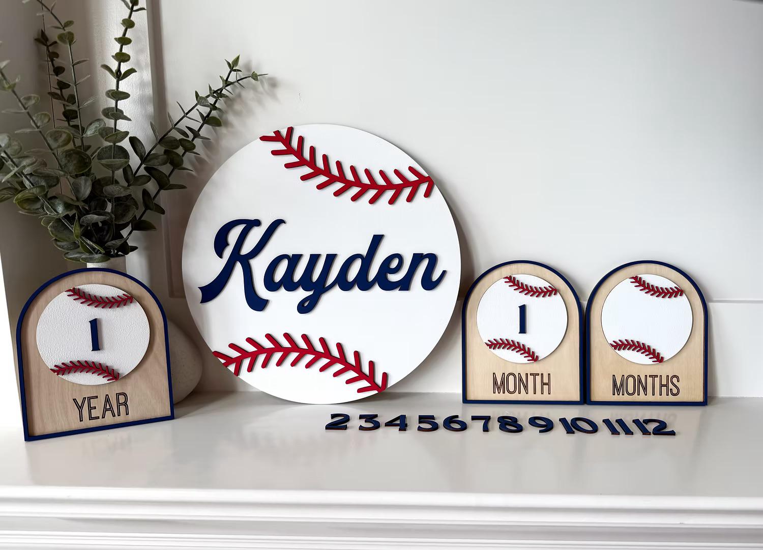 Baseball Theme Milestone Markers Baseball Milestone Discs Baseball Baby Photo Props Baseball Theme Nursery