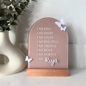 Personalized Affirmation Sign For Kids Acrylic Butterfly Affirmation Name Sign Gift For Girls Positive Affirmations Kids Self Esteem