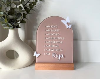 Personalized Affirmation Sign For Kids Acrylic Butterfly Affirmation Name Sign Gift For Girls Positive Affirmations Kids Self Esteem