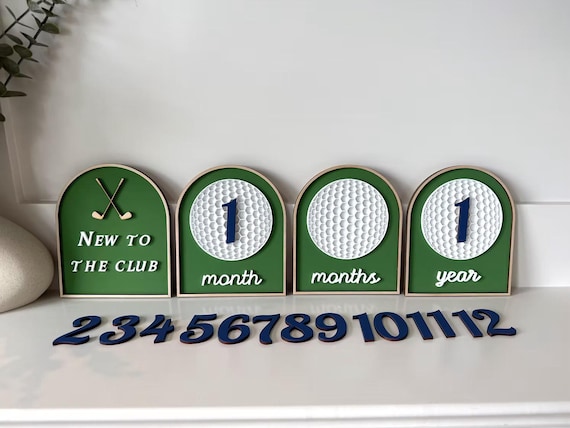 Golf Monthly Milestone Markers Golf Theme Milestone Discs Golf Theme Nursery Golf Photo Prop Baby Golf Theme Accessories Golf Ball Name Sign