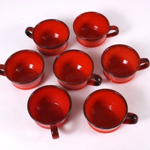 Vintage Metlox Poppytrail Flamenco Red Cups - Set of 7