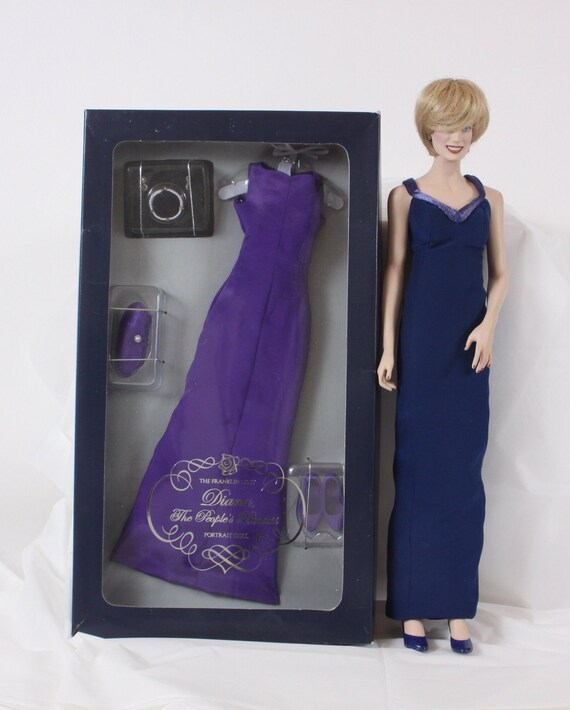 Barbie Diana Doll Purple Dress Vintage Franklin Mint \"Diana, The People\u0027s Princess\" Portrait Doll Purple  Dress