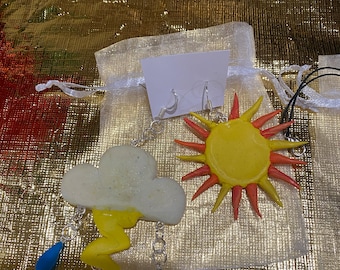 Sun and rain cloud earrings