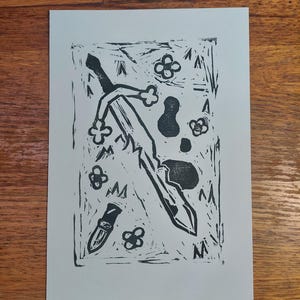 The Claymore -Lino cut print