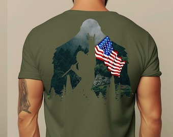 American Flag Sasquatch T-Shirt: Patriotic Bigfoot Tee