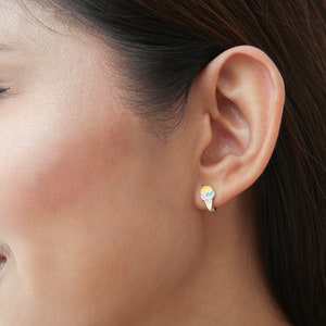 925 Sterling Silver Enameled Clip-on Ice Cream Children's Earring