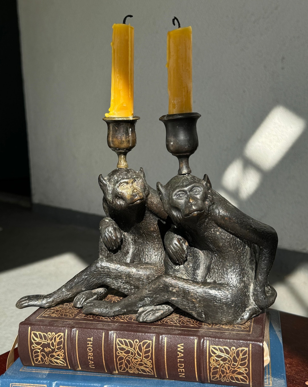 Rare 18th Century Solid Bronze Antique Monkey Candle Holder Etsy