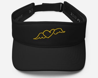 Heart Embroidered Visor, Ladies Sun Visor, Mens Sun visor, Summer Sun Hat, Summer Hat for Women, flying heart visor, Valentine Cap