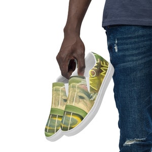 Men’s slip-on canvas shoes with Money Mantra Painting