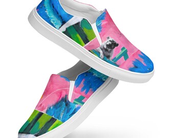 Mens Slip on Canvas Shoes, Bull Dog Art Canvas Shoes, Dog  display picture 1