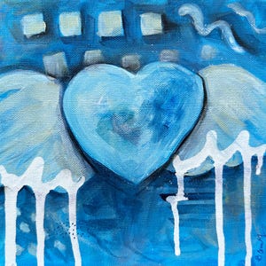 Blue Rising Heart painting
