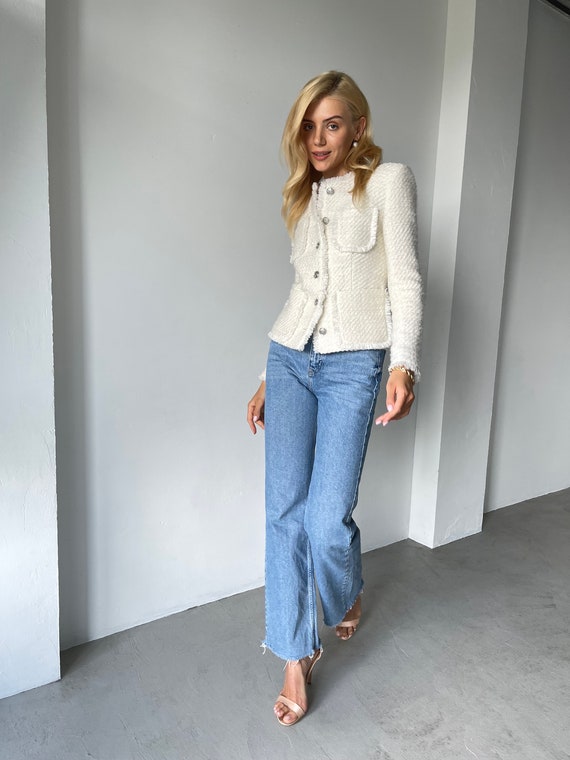 CARLA Tweed Jacket 白　サイズ2 CARLOTTA TWEED BLAZER – AKIRA