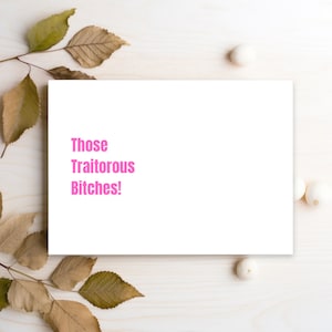 Karte für Brustkrebs, lustig, verräterische Zicken, Scheiß auf Krebs, personalisierter Download zum Bearbeiten in Canva und Drucken zu Hause