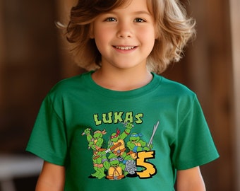 Turtles Birthday Boy Shirt, Turtles Matching T Shirt,Custom Turtle Birthday Party Shirts,Movie Toddler Tee,Anime Boy Tee,Green Turtles Shirt