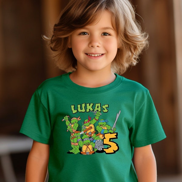 Turtles Birthday Boy Shirt, Turtles Matching T Shirt,Custom Turtle Birthday Party Shirts,Movie Toddler Tee,Anime Boy Tee,Green Turtles Shirt